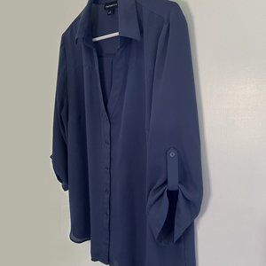 Fortune + Ivy Womens Shirt 1X steel blue/gray